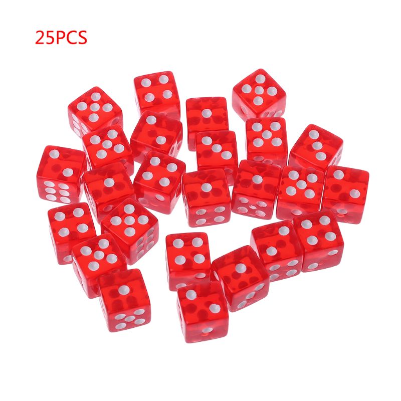 25 stuks/set party game dobbelstenen 12 vierkante transparante dobbelstenen kleurrijke clubspel voor dungeon d & d desktop tafelspellen  f1fd