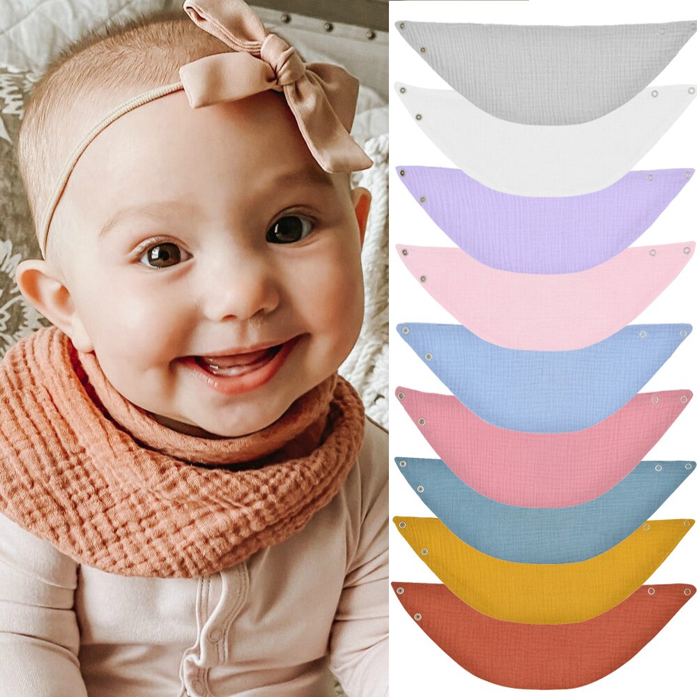 Einstellbare Doppel Schicht Baumwolle Blick Baby Lätzchen Druckknopf Weiche Spuck Kleidung Dreieck Neugeborenen Bandana Sabbern Schal Speichel Handtuch