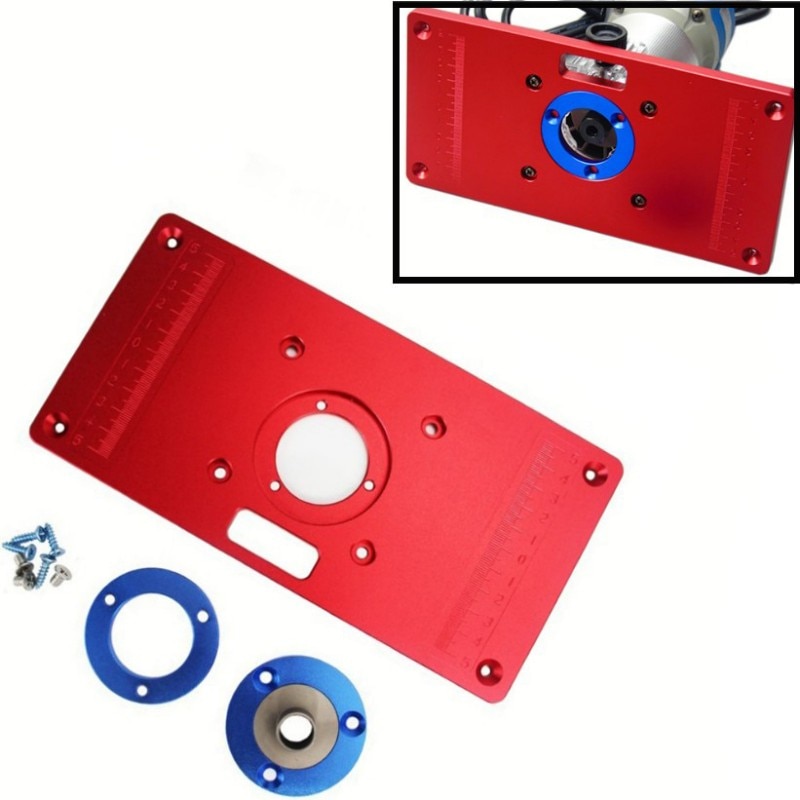 Universal Aluminum Router Table Insert Plate w/ 2 Router Insert Rings For Woodworking Benches Router red