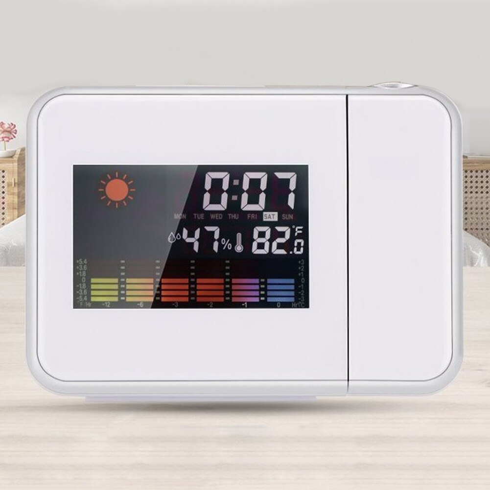 Intelligent LED Digital Projection Alarm Clock LED Screen Home Weather Thermometer Snooze Table Time Date Display Calendar USB
