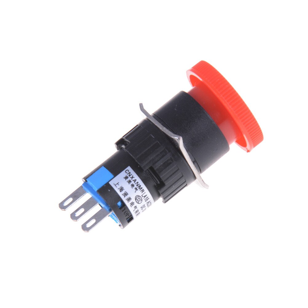 16mm røde svampe nødstop e-stop switch 3 pins no+nc  dc 30v 5a ac 250v 3a nødstop trykknapkontakt
