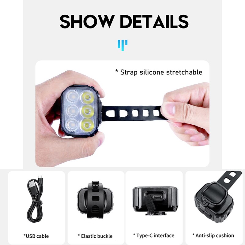 Juego de luces LED delanteras y traseras Q6 para bicicleta, carga USB, lámpara de resaltado para bicicleta de montaña y carretera, accesorios para ciclismo