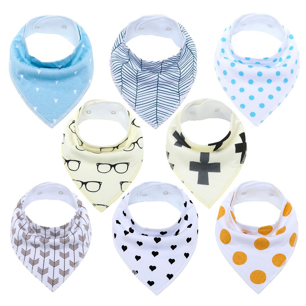 Bavoirs Bandana pour bébés, bavettes pour garçons et filles, 100% coton biologique, doux et absorbant, pour -nés, 8 pièces: K80009-1