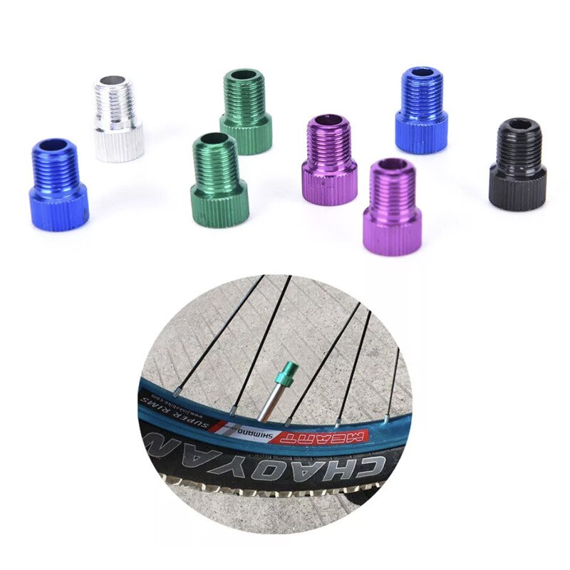 6 Pcs Aluminum Bicycle Bike Valve PRESTA to SCHRADER Converter Car Valve Adapter