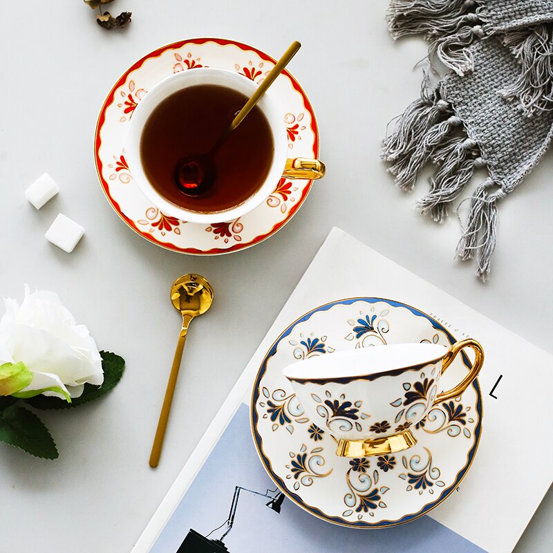 Keramisk kopp kaffe enkelt kontor guldkant arabiskt kaffe set ljus lyx par europeiska tazas de café drinkware  be50cp