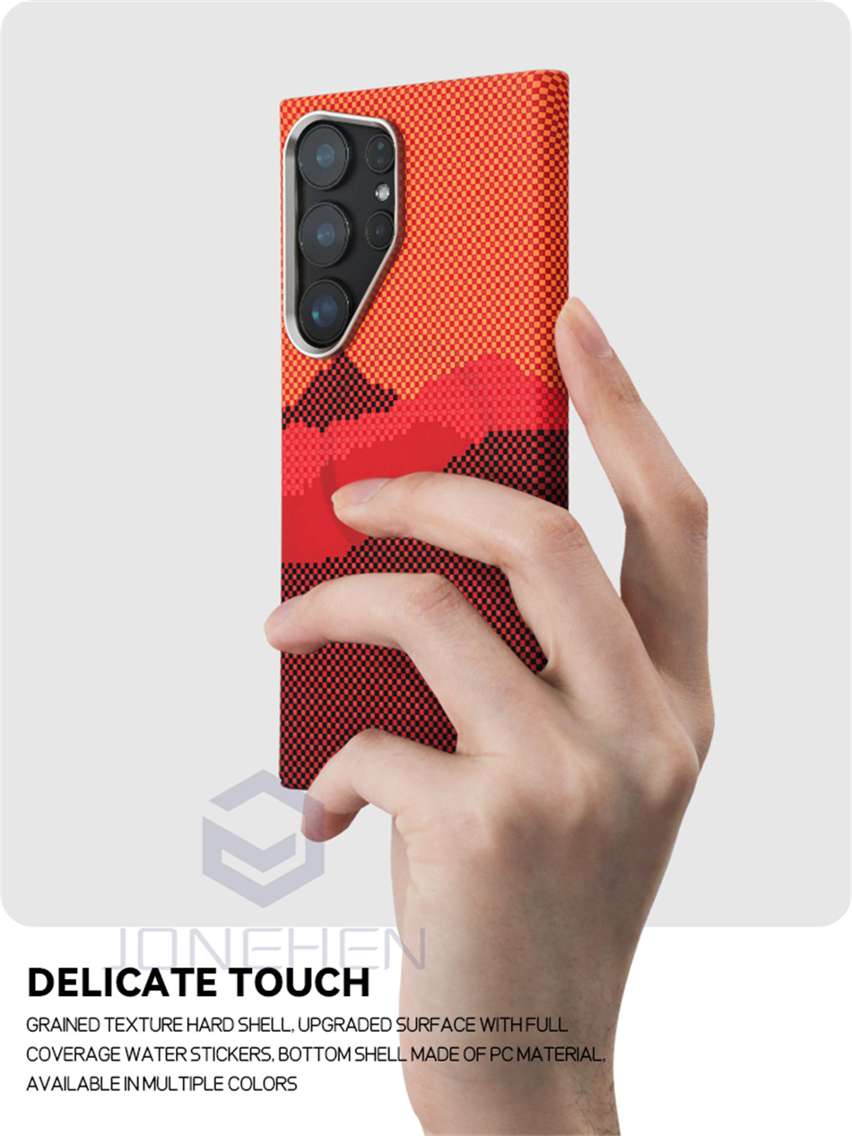 Ultradünne luxus-hülle mit wolken-carbonfaser-muster für samsung galaxy  s23 plus  s24 s25 , magsafe-kompatible metall-objektiv-hartschalenabdeckung