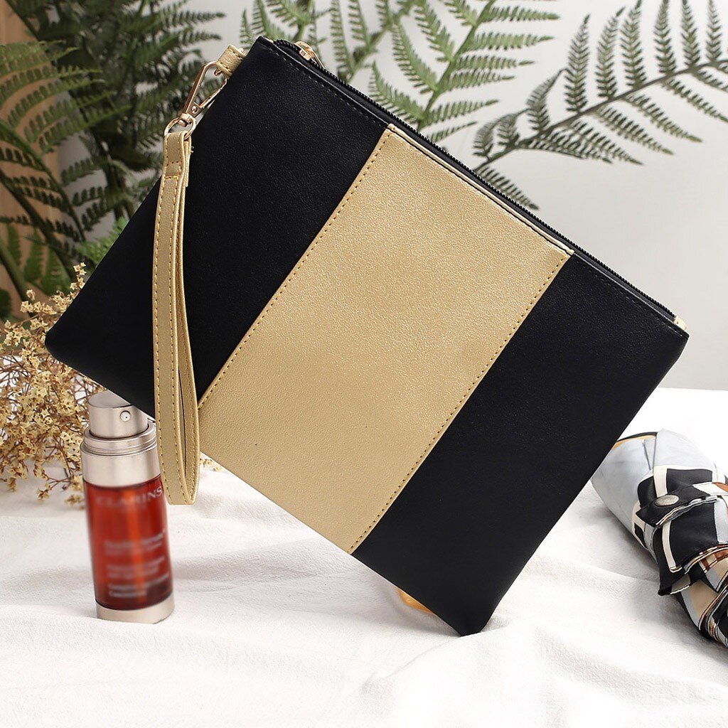 Tas Voor Vrouwen Wit Zwart Stiksels Contrast Kleur Clutch Envelop Clutch Bag Luxe Leather Сумки Для Женщин # T1P