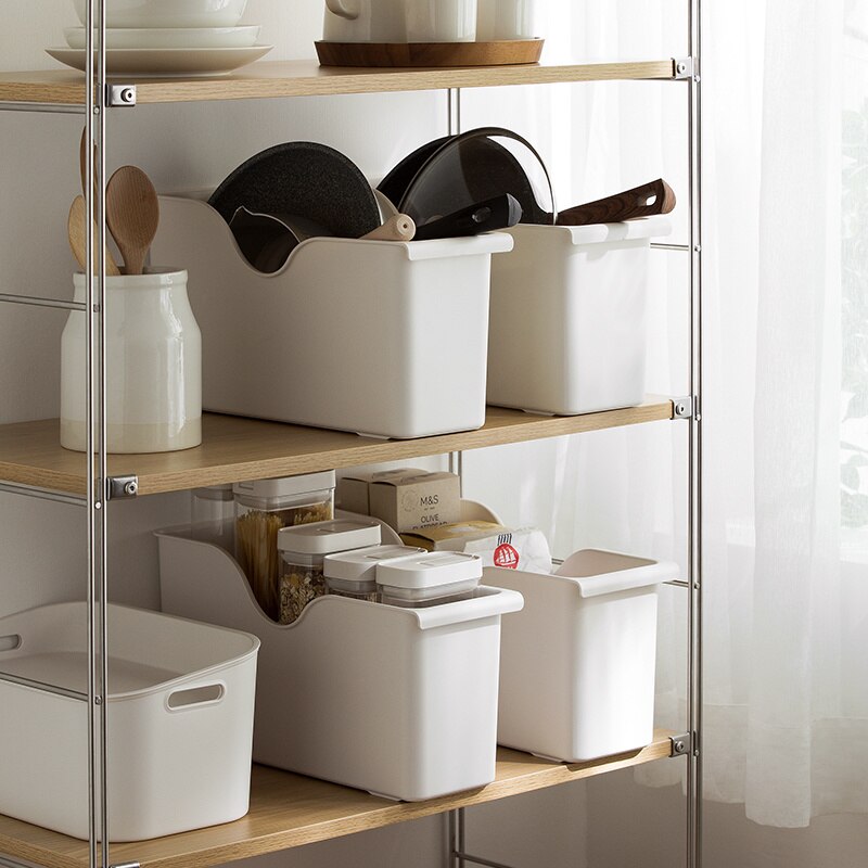 Kitchen Storage Box Container Cupboard Tableware Cookware Storage Box Plastic Spice Rack Cosmetic Sorting Case Home Organization