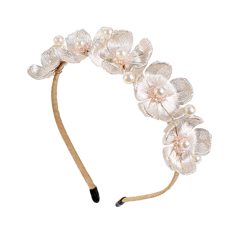 Koperen Draden Tiara Bruiloft Kroon Bloem Bruids Haar Stuk Kam Handgemaakte Vrouwen Prom Haarband Accessoires: Goud-kleur
