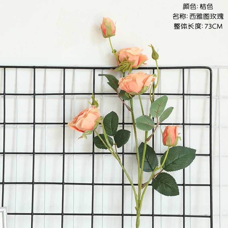 Rose Imitation Flowers INS-Style Home Decoration Wedding Boquet Holder Wall Plant Wall Artificial Flower Dy1-3506: Orange