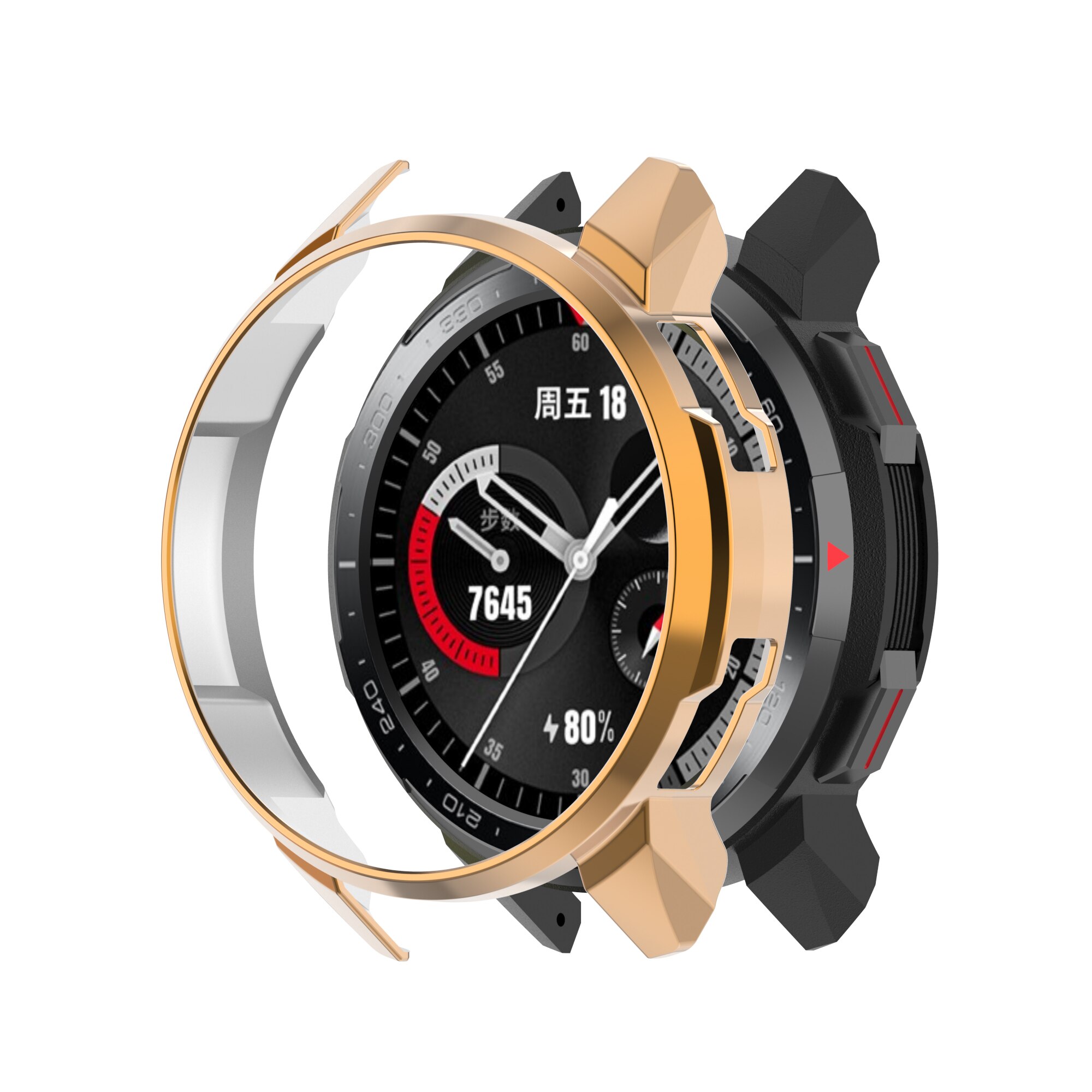 Akbnsted tpu chapeamento caso protetor de silicone para huawei honra gs pro relógio inteligente acessórios para huawei honra gs pro caso: Rose Gold