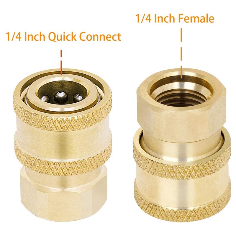 9 Pcs Hogedrukreiniger Quick Connect Koppeling, 1/4 Inch Npt Threads, Messing Materiaal