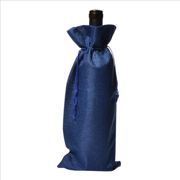 4Stck Burlap Wein Taschen mit Kordelzug, Wein Taschen , Einzelnen Wiederverwendbare Flasche Taschen Perfekte für Reise, hochzeit, Geburtstag, Party: Marine