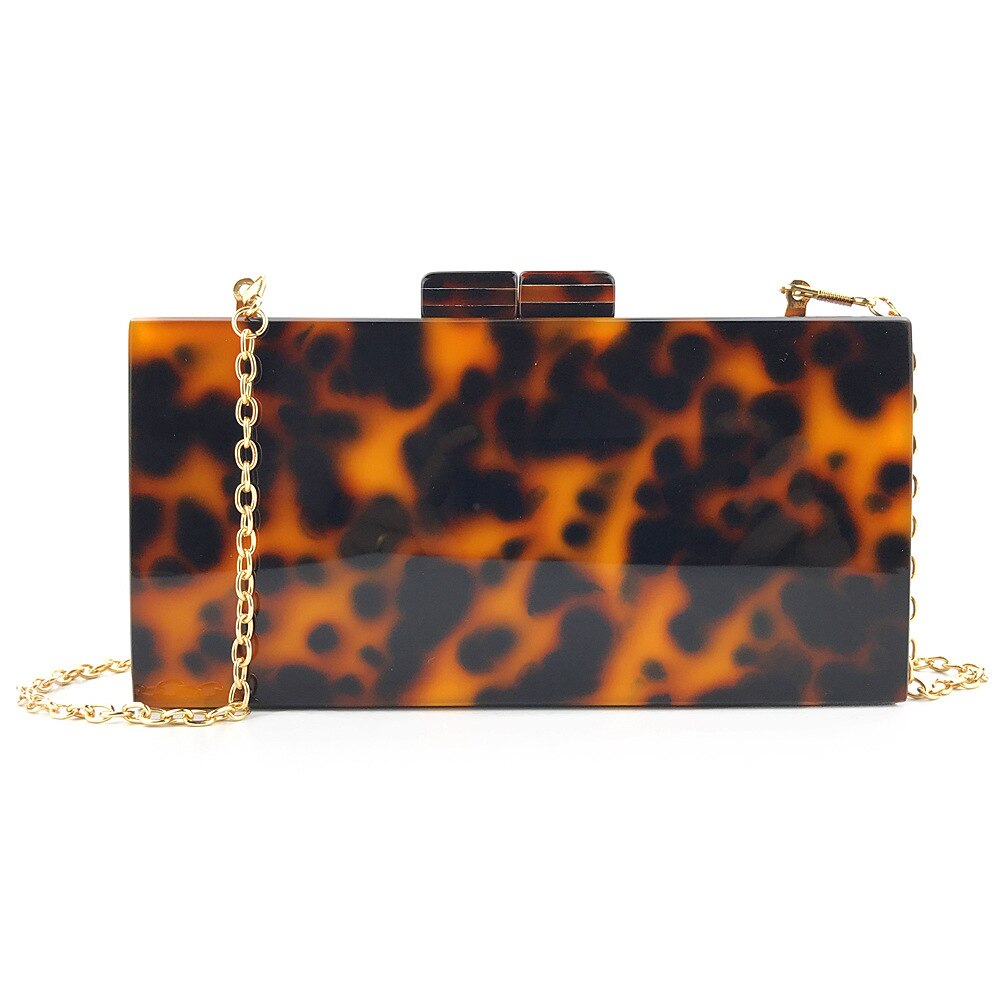 Chic Luxury Simple Casual Leopard Acrylic Evening Bags Party Wedding Dinner Chain Shoulder Bags Purse: 1