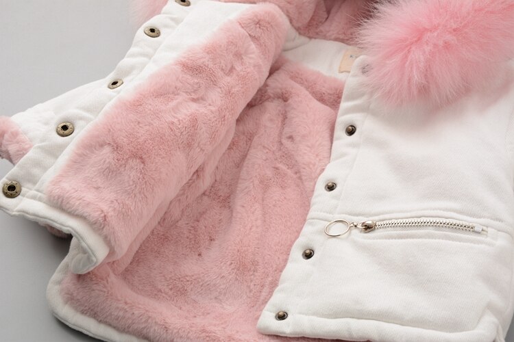 Dikke Warme Baby Boy Jassen Bont Kap Kinderen Parka Jeans Meisjes Winter Jas Kleding Denim Baby Kind Bovenkleding Snowsuit