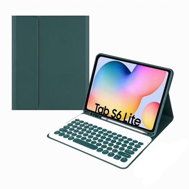 Schutzhülle für samsung galaxy tab  s6 lite 10.4 -p610 sm-p615  p610 p615 10.4 zoll-tablet mit bluetooth-tastatur: Dunkelgrün rund