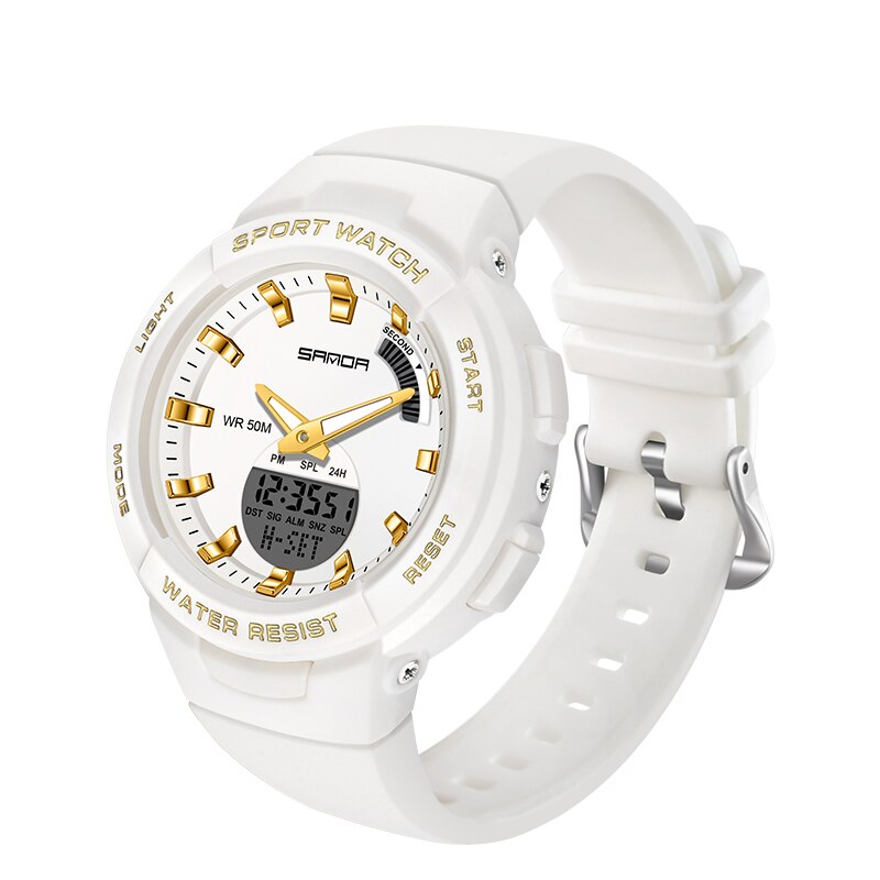 Roségouden zilveren horloges voor dames, sanda merk dames, digitaal quartz dameshorloge, polshorloge voor meisjes en jongens, gratis verzending: Witgoud