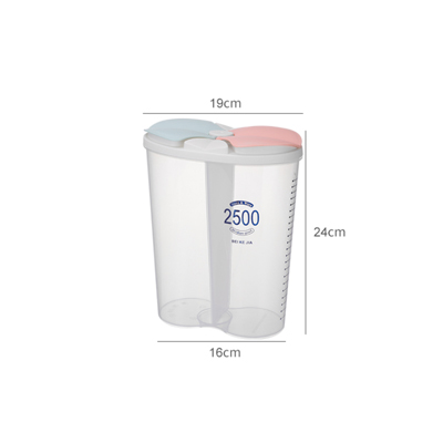 Kitchen Storage Jar Sealed Tank Storage Box Compartment Cans Plastic Cereal Dispenser Mason Jars with Lid Kitchen Canister Sets: Oval-2500ml