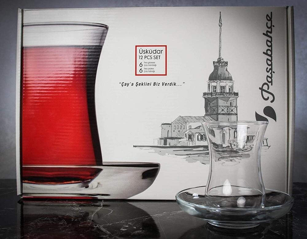 Pasabahce Turkish Tea Glasses And Saucers Set - 12 PCS Limited Edition Suitable For