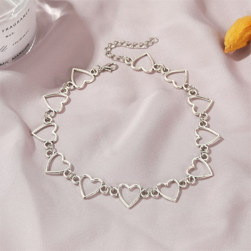 Kpop Vintage Harajuku Goth catene a cuore in metallo girocollo collane Grunge per donna Egirl Cosplay accessori estetici gioielli: G