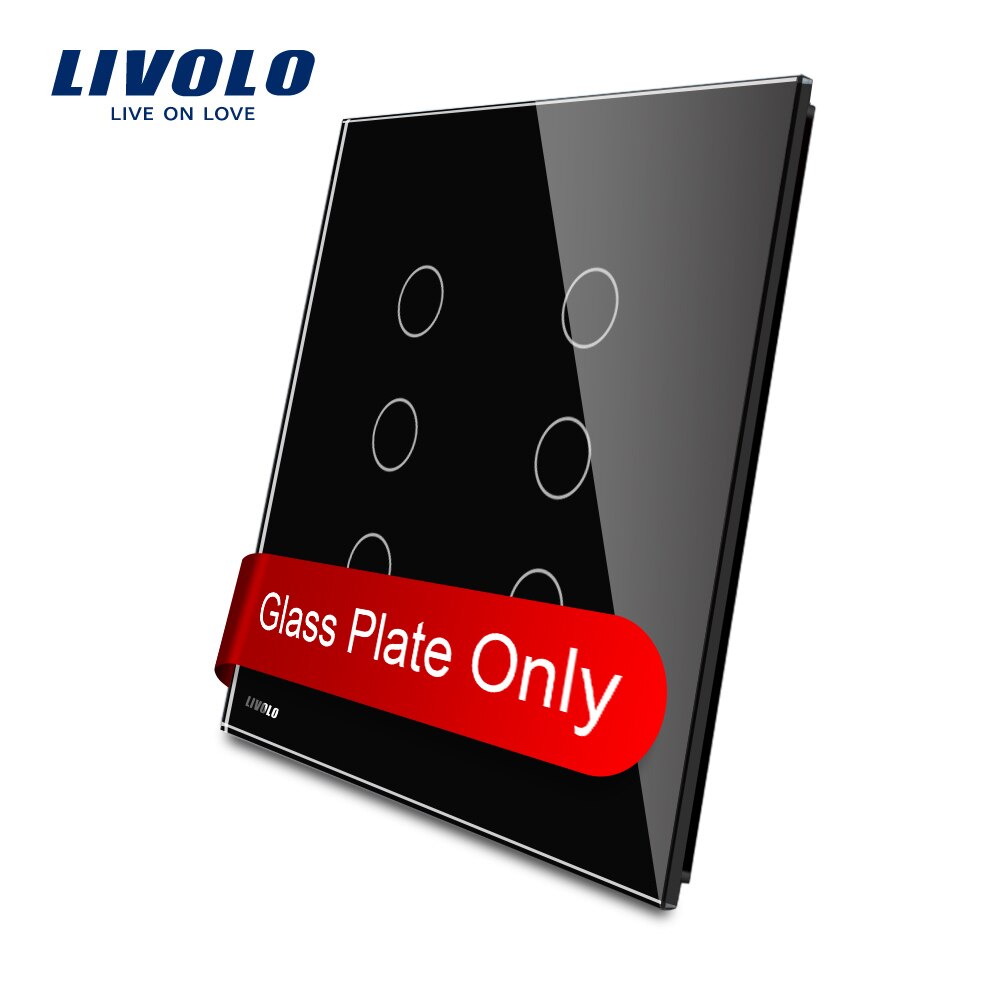 Livolo US standaard Luxe Zwarte Kristal Glas, dubbele Glas Panel Voor 3 Gang + 3 Bende Schakelaar VL-C5-C3/C3-11/12