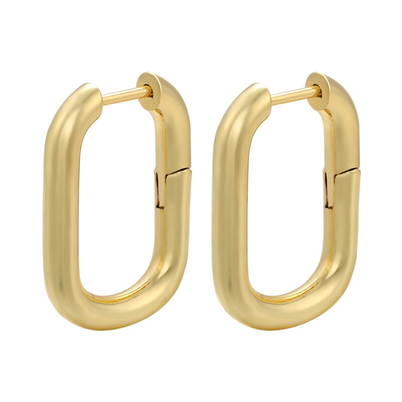 ZHUKOU-pendientes de aro geométricos rectangulares para mujer, aretes pequeños de color dorado/plateado, , VE375: gold