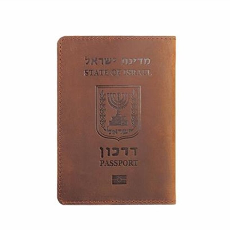 Lederen Israëlische Paspoort Cover Hebreeuws Paspoort Menorah Case Unisex Reizen Portemonnee