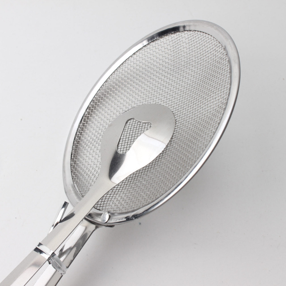 Cooking Frying Oil Strainer Wire Fine Filter Mesh Spoon Salad Clip Fryer Oil Filter mesh France Fried Tong Colander Oil Drainer