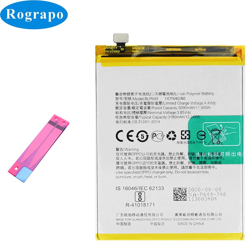 Batterie de téléphone pour OPPO R9S F3 Plus R11S A83T R15 Pro K3 F7 A3 A5S A1K A57, BLP623 BLP643 BLP649 BLP659 BLP661 BLP673: A83 A83T M BLP649