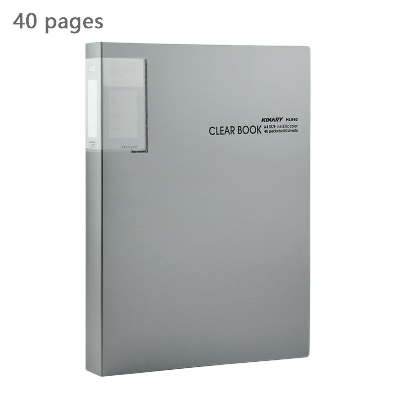 Business Metaal Kleur Informatie Boek Map A4 Multi-layer Transparant Clip Insert Tas Bestand Boek Bestandsmap 40 Pagina 'S 60 Pagina 'S: 40 pages silver