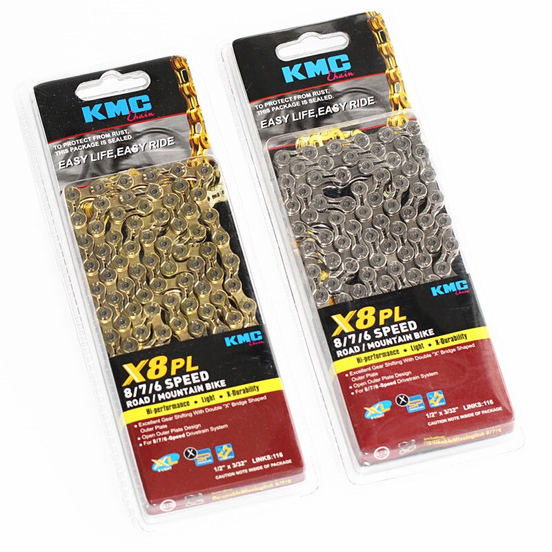 KMC Chain X8 X9 X10 X11el Chain Super Light MTB Road Bike Bicycle Chain with Titanium Gold Silver Bike Accessories Cycling Parts
