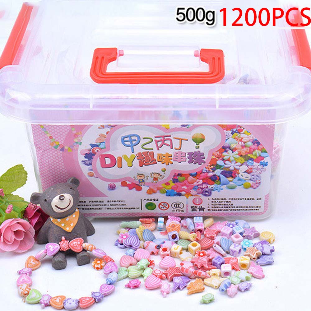 1000 stk diy håndlavet beaded legetøj med opbevaringsboks pige smykker armbånd smykker gør legetøj uddannelsesmæssige børn: -en