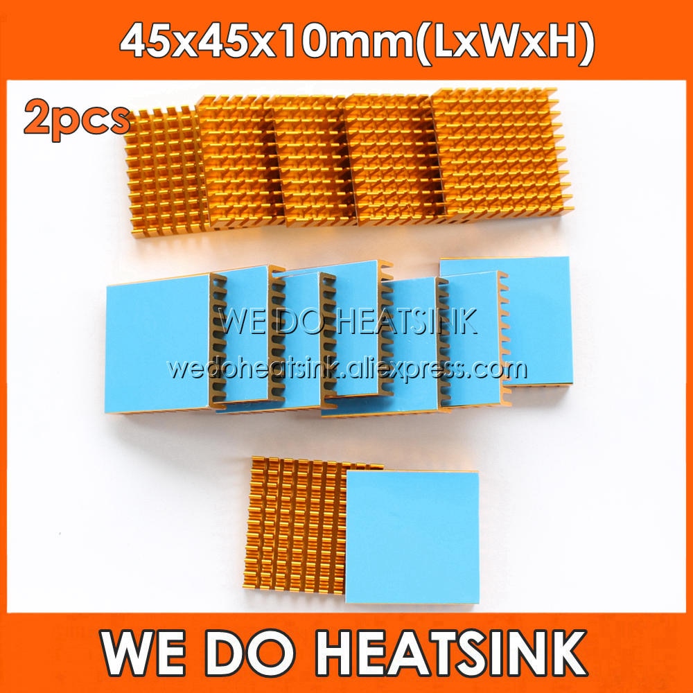 WE DO HEATSINK 2pcs DIY 45x45x10mm Heatsink Cooling Aluminum Heat Sink Radiator Cooler for LED With Blue Thermal Tape On