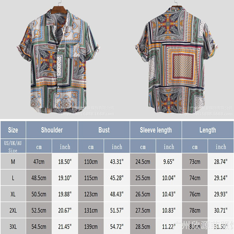 Arrivals Casual Print T-Shirt Men Short Sleeve Button Tops Loose Men Summer Beach Surfing Hawaiian Shirt M-3XL