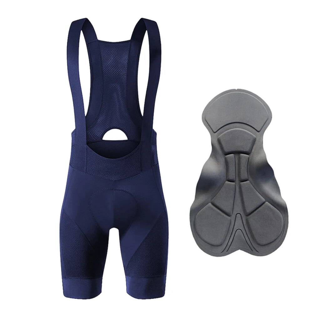 Collection Pantalones cortos con pechera de ciclismo para hombre, ropa de ciclismo al aire libre, medias acolchadas para montar en bicicleta, 6 horas: XXL / Azul