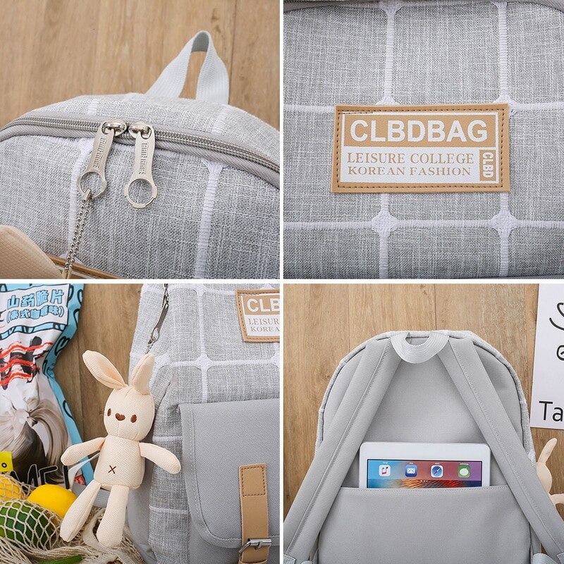 3 pièces/ensemble fille collège sac d'école décontracté nouvelles femmes sac à dos rayé livre Packbags pour adolescent voyage épaule sac à dos