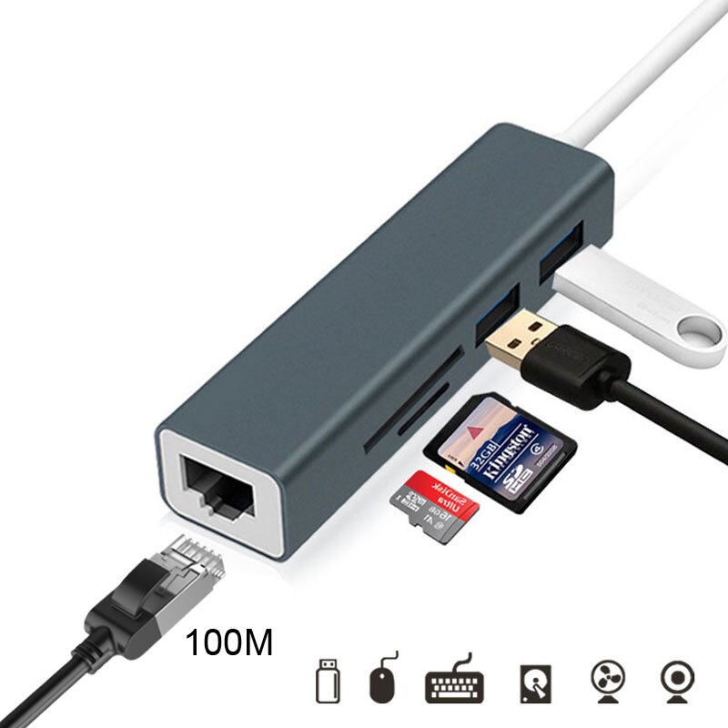 Marsea Usb C Hub Om RJ45 Gigabit Ethernet 100M Thunderbolt 3 Hub Usb C Dock Voor Macbook Pro/air Type-C Met Tf Sd Reader