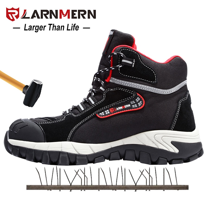 LARNMERN Mens Arbeit Schuhe Stahl Kappe Sicherheit Schuhe Bequem Leichte Anti-zerschlagen Nicht-Unterhose Konstruktion Schutz Schuhe