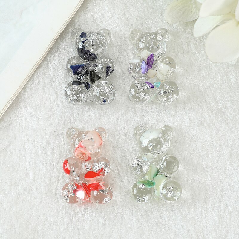 8Pcs 20*30 MM Resin Bear Flatback Charms Jewlery Findings For Diy: VIOLET