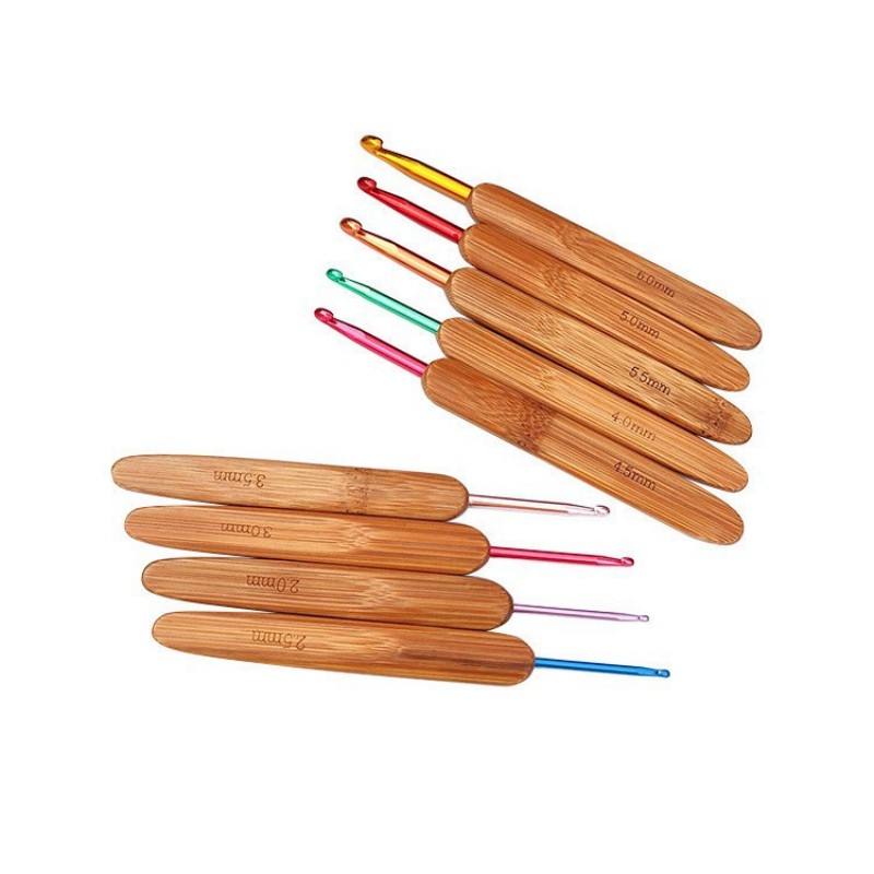 Juego de ganchos de ganchillo de bambú, agujas de tejer, herramientas de tejido, accesorios de hilo, agujas de ganchillo para herramienta de tejer