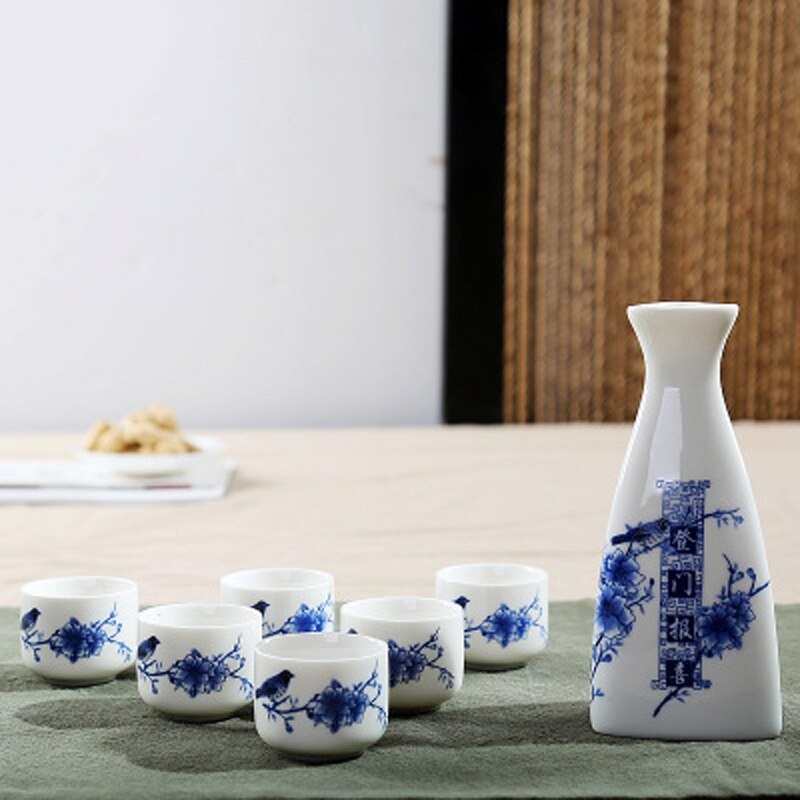 7 st/set keramik keramik sake kopp kanna japan vinglasset vinskål litet keramiskt vinglas: Stil 8