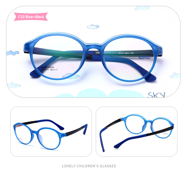 TR90 Silicone Flexible Kids Eyeglasses Frames Boy Girl Cute Optical Myopia Clear Brand Children Glasses Frame Matte Spectacle: C10 Blue Black