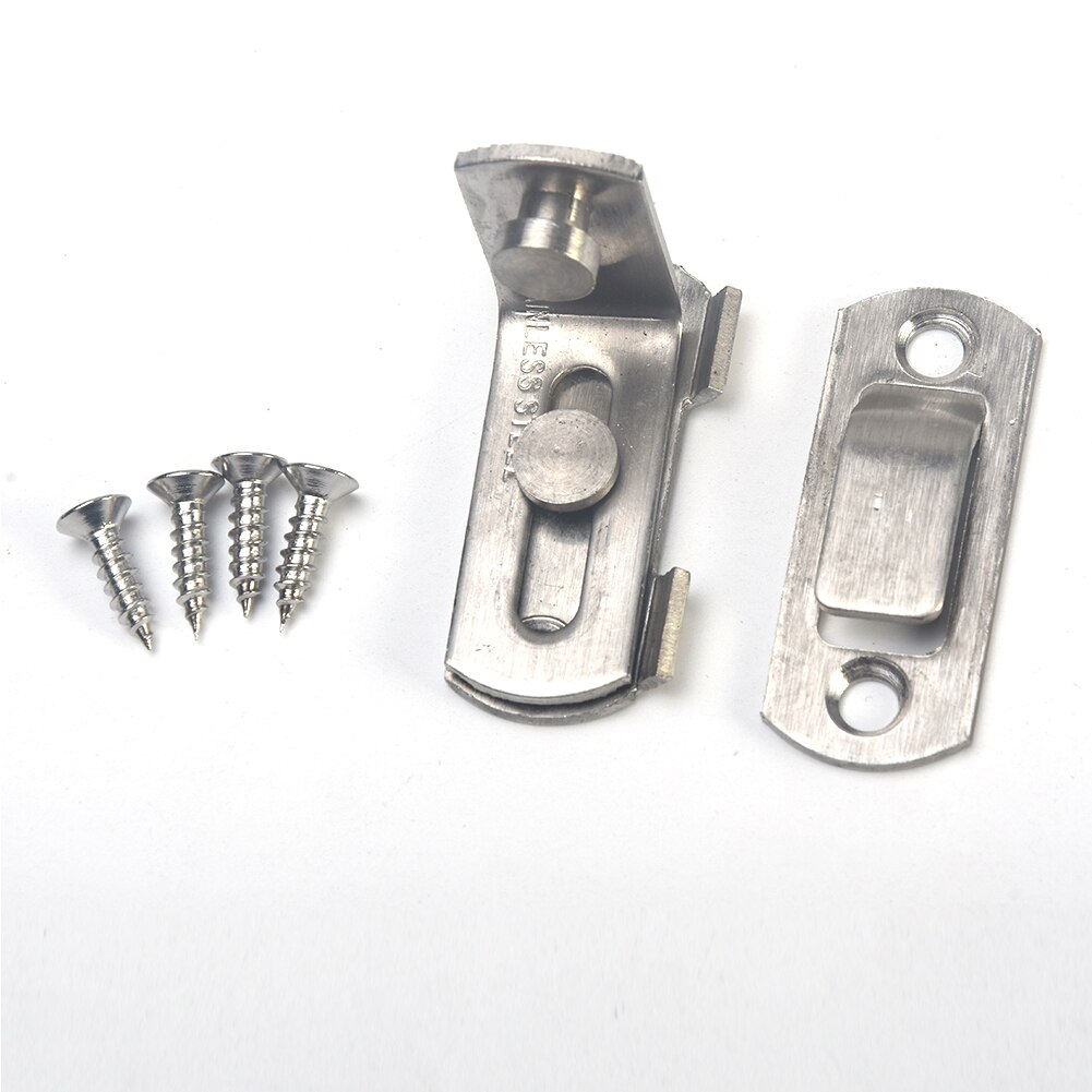Safety Cabinet Fitting Stainless Steel Anti-theft Door Lock Hardware Household 90 Degree Security Tools Sliding Latch Hasp Hotel