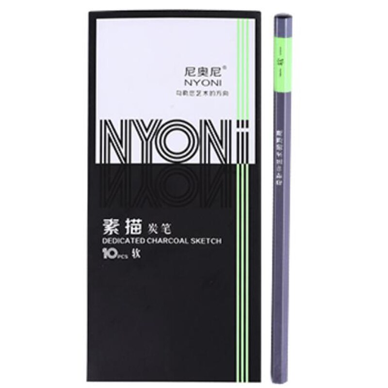 NYONI, 10 piezas, lápiz de carbón vegetal suave para principiantes, bolígrafo de carbón suave, juego de lápices de dibujo especial para estudiantes: Default Title