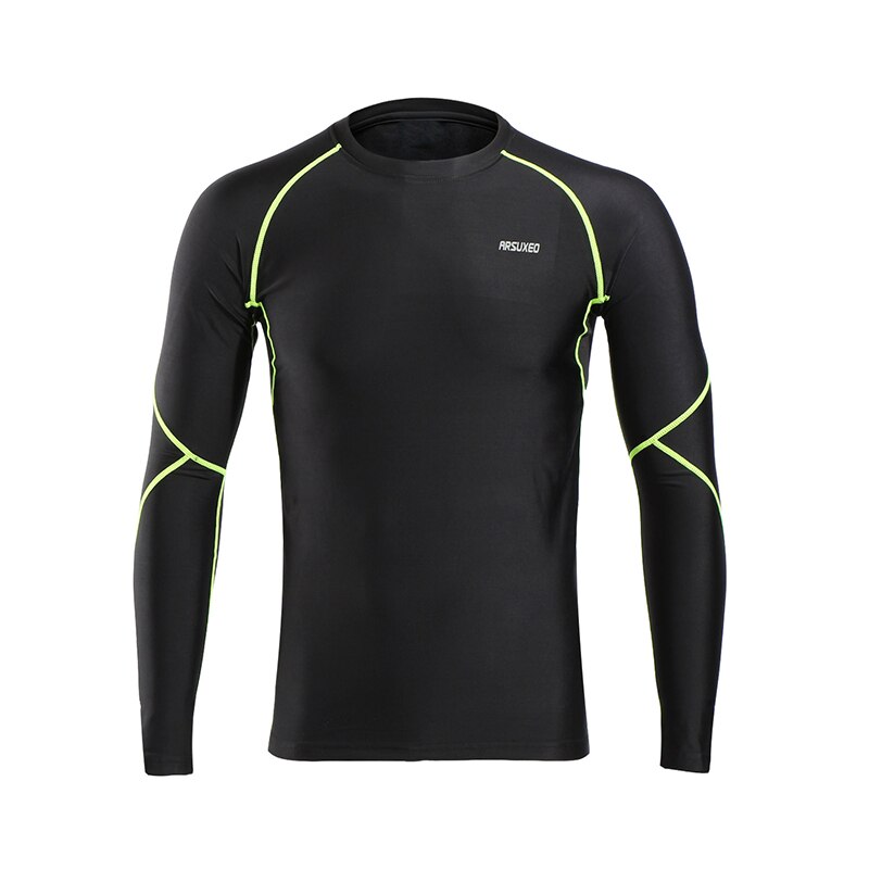Arsuxeo mænd vinter kompression løbeskjorte langærmet sports løbetights fleece base layer workout gym skjorter toppe  u81s: Grøn / Xxl