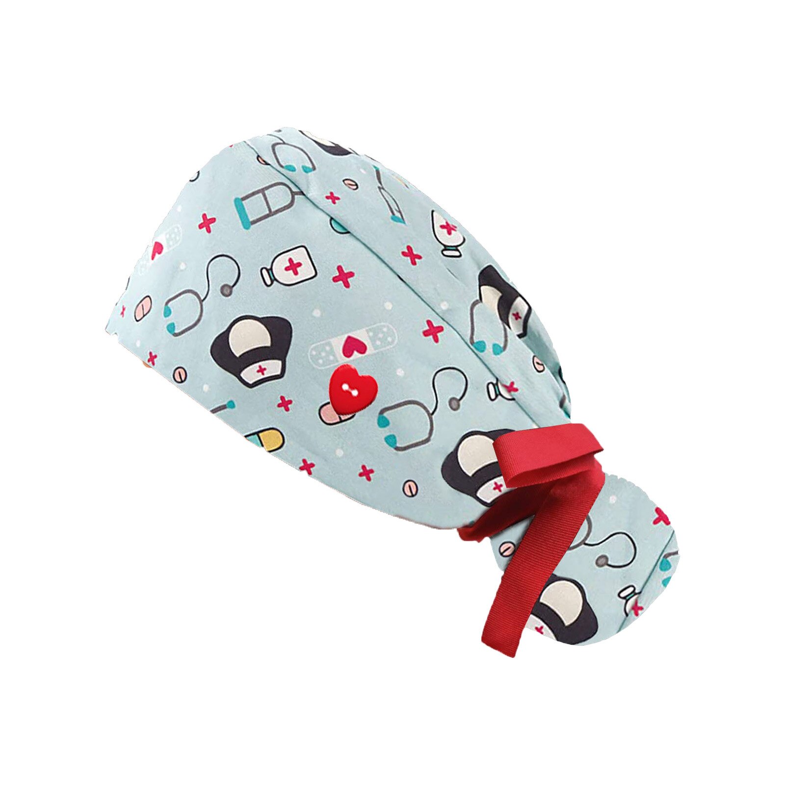 Nursing Caps Scrubs Hat Working Cap Sweatband Bouffant Turban Hat Button Tie Back Adjustable Sweat strip Adjustable Uniforme Cap