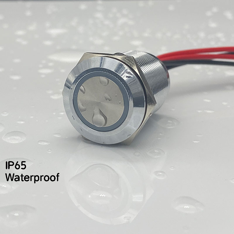 16mm 19mm Long Dimmer Switch IP65 Stepless Metal Touch Sensor Switch 1NO With 12V 24V WHITE BLUE LED Light With Cable Wire