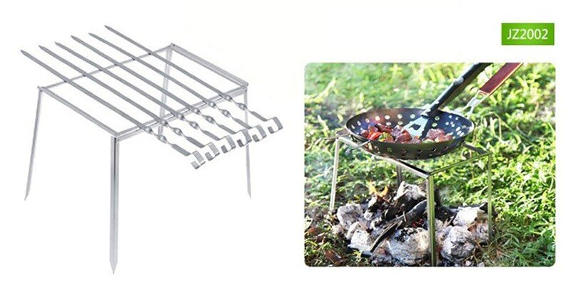 Stainless steel Charcoal Grill Barbecue Grill Rack set 6pcs BBQ Skewers Portable Outdoor Picnic Camping Grill Rack GSJZ2002