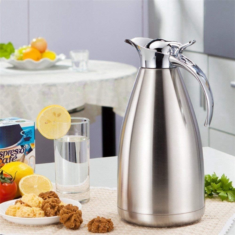 2L Vakuum Krug Edelstahl Doppel-Zauberstab Vakuum Isolierte Kaffee Topf Thermische Karaffe, saft/Milch/Tee Isolierung Topf mit DRücken Sie B