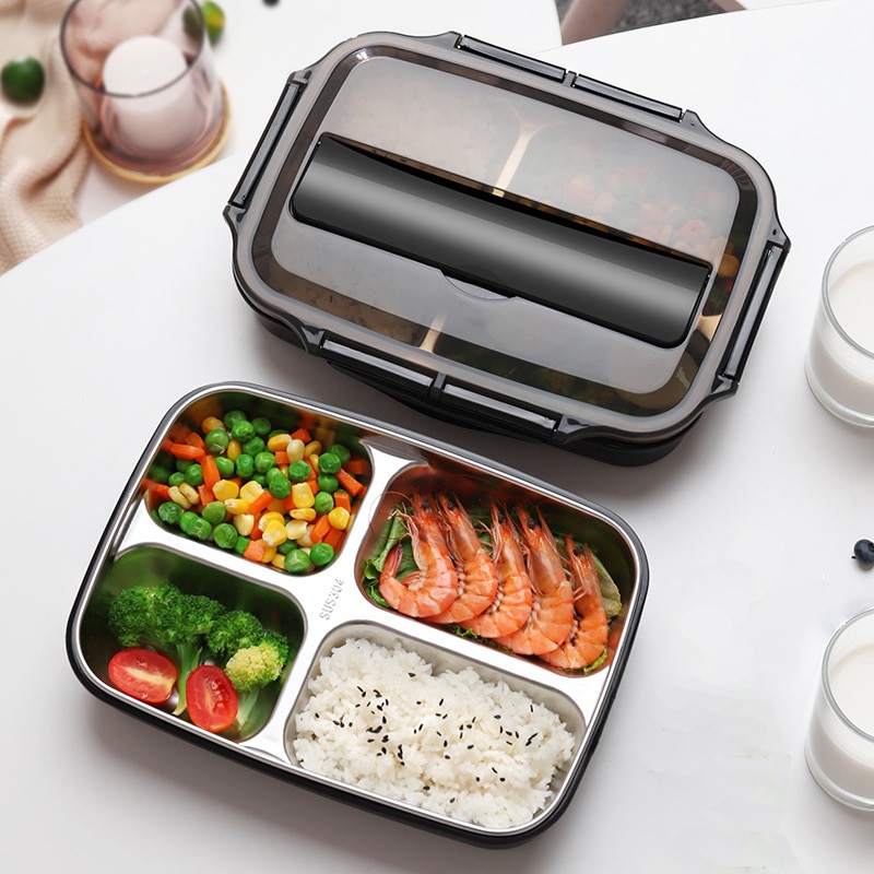 304 stainless steel divided lunch box heat preservation student fast food box bento box kindergarten anti sealed fast food